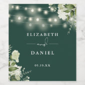 Emerald String Lights Blumengrün Hochzeit Weinetikett (Einzelnes Label)