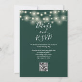 Emerald String Lights Floral QR Code Wedding Einladung (Rückseite)