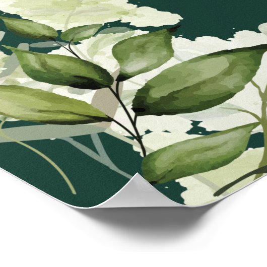 Emerald String Lights Floral Wedding Willkommen Poster (Ecke)