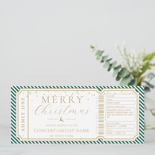 Emerald Stripe Concept Ticket Gutscheinkarte Einladung (Stehend Vorderseite)