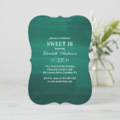 Emerald Sweet 16. Modernes Grün 16. Geburtstag Einladung (Stehend Vorderseite)