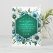 Emerald Teal Palette Wedding Einladung (Stehend Vorderseite)