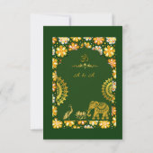 Emerald Traditional Marigold Hindu Wedding RSVP Karte (Rückseite)
