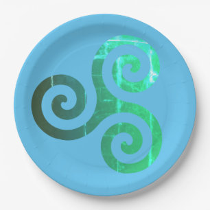 Emerald Triskele Altes keltisches Symbol Pappteller