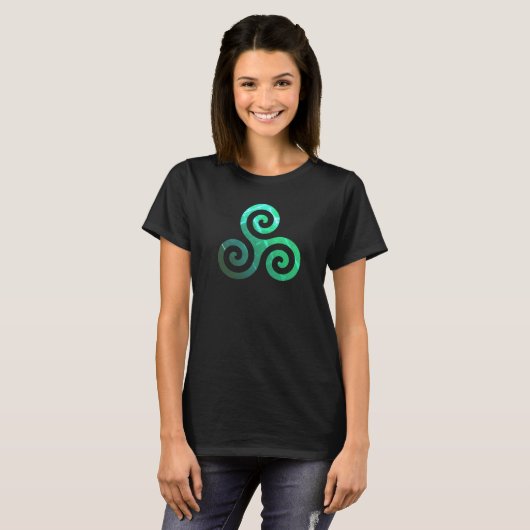 Emerald Triskele Altes keltisches Symbol T-Shirt (Vorne ganz)