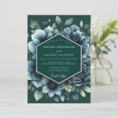 Emerald Twilight Anemone Wedding Einladung (Stehend Vorderseite)