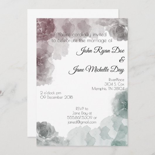 Emerald und Amethyst Hochzeitsfeiern Einladung (Vorne/Hinten)