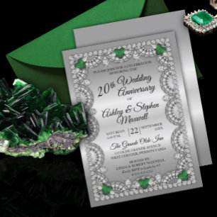 Emerald und Diamond 20. Hochzeitstag Party Einladung