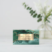 Emerald und Gold Agate Business Card Visitenkarte (Stehend Vorderseite)