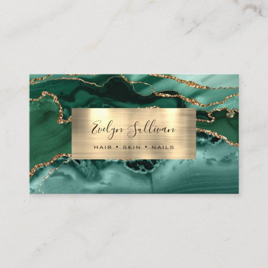 Emerald und Gold Agate Business Card Visitenkarte (Vorderseite)