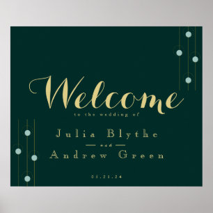 Emerald und Gold Art Deco Begrüßungszeichen Poster