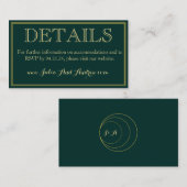 Emerald und Gold Art Deco - Details - Eintrittskar Begleitkarte (Vorne/Hinten)