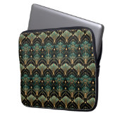 Emerald und Gold Art Deco inspiriert Lüfter Laptopschutzhülle (Vorderseite Links)