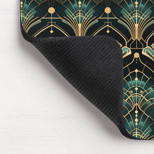 Emerald und Gold Art Deco inspiriert Lüfter Mousepad (Ecke)