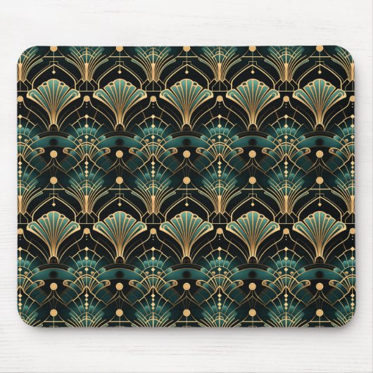 Emerald und Gold Art Deco inspiriert Lüfter Mousepad (Vorne)