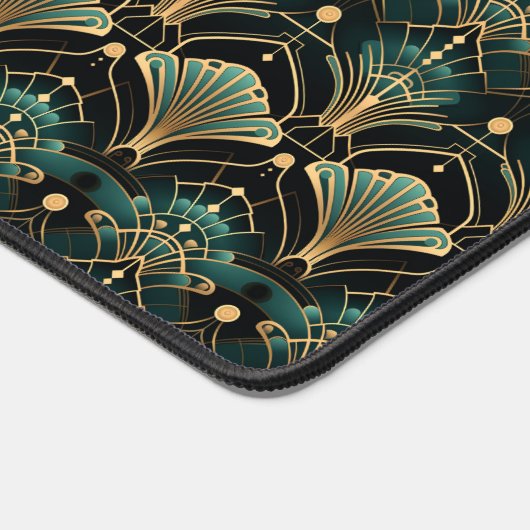 Emerald und Gold Art Deco inspiriert Lüfter Schreibtischunterlage (Ecke)