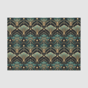 Emerald und Gold Art Deco inspiriert Lüfter Seidenpapier