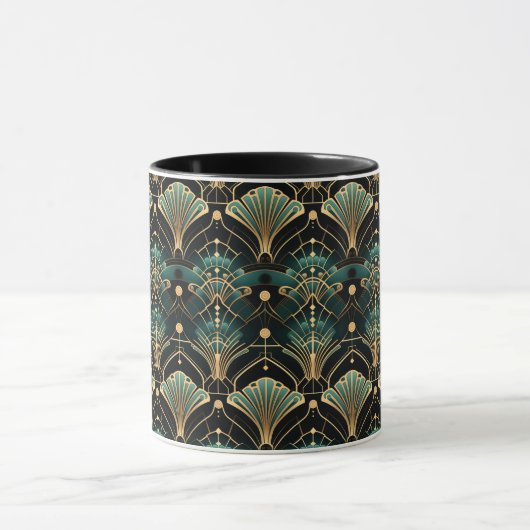 Emerald und Gold Art Deco inspiriert Lüfter Tasse (Zentrum)