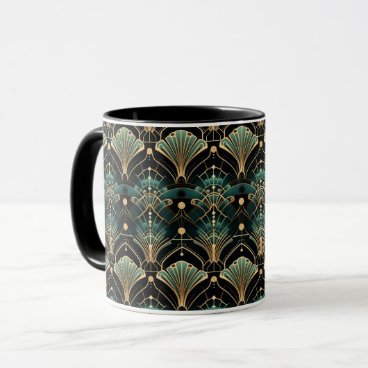 Emerald und Gold Art Deco inspiriert Lüfter Tasse (Vorderseite Links)