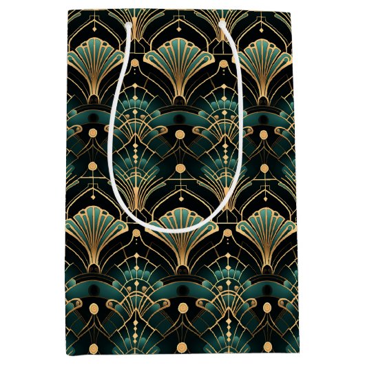 Emerald und Gold Art Deco inspiriert Mittlere Geschenktüte (Vorderseite)