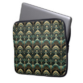 Emerald und Gold Art Deco Themed Laptopschutzhülle (Vorderseite Links)