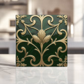 Emerald und Gold Art Nouveau Floral Fliese