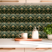 Emerald und Gold Art Nouveau Floral Fliese