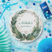 Emerald- und Gold-Blumen-Brautparty Pappteller (Party)