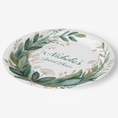 Emerald- und Gold-Blumen-Brautparty Pappteller (Schrägansicht)