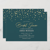 Emerald- und Gold-Brautparty Einladung (Vorne/Hinten)