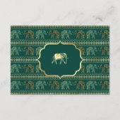 Emerald und Gold Elephant Indian Wedding Details Begleitkarte (Rückseite)