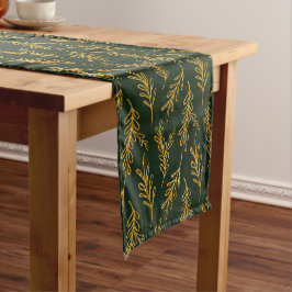 Emerald und Gold Floral Sprier Kurzer Tischläufer