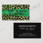 Emerald und Gold Foil Leopard Pinselstriche Visitenkarte (Vorne/Hinten)