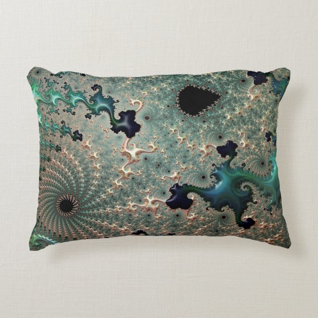 Emerald und Gold Mandelbrot Accent Cushion Dekokissen (Vorderseite)