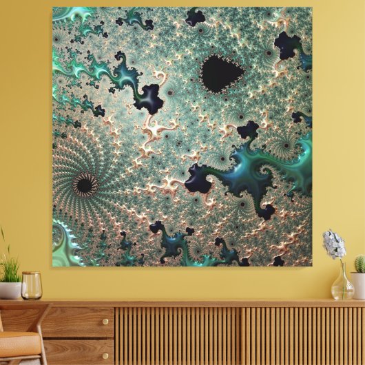 Emerald und Gold Mandelbrot Canvas Print Leinwanddruck (Insitu (Wohnzimmer))