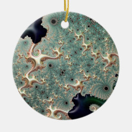 Emerald und Gold Mandelbrot Keramik Ornament