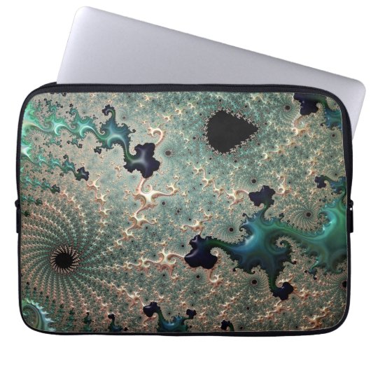 Emerald und Gold Mandelbrot Laptop Cover (Vorderseite)