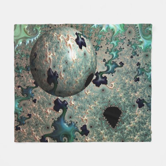 Emerald und Gold Mandelbrot mit Sphere Blanket Fleecedecke (Vorderseite (Horizontal))