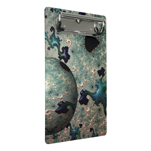 Emerald und Gold Mandelbrot mit Sphere Clipboard Mini Klemmbrett (Schrägansicht)