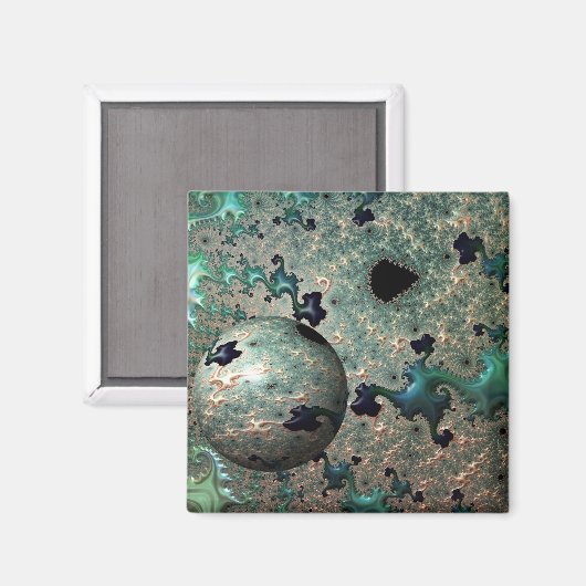 Emerald und Gold Mandelbrot mit Sphere Magnet (Vorderseite/Rückseite)