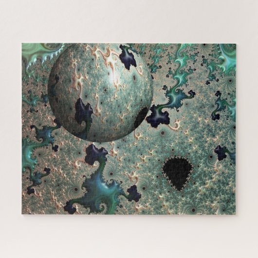 Emerald und Gold Mandelbrot mit Sphere Puzzle (Horizontal)