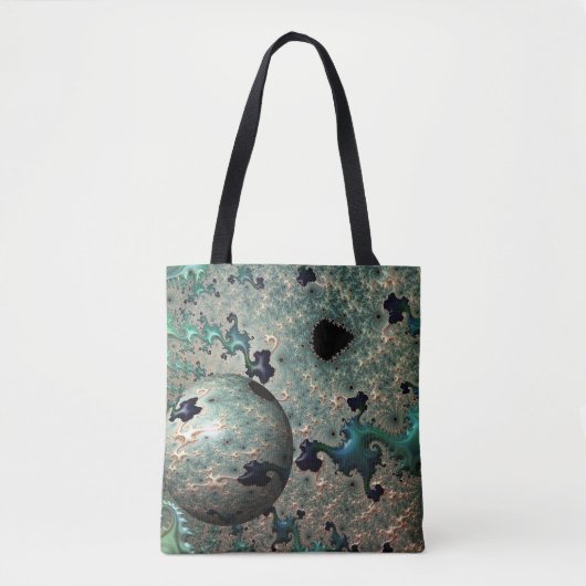 Emerald und Gold Mandelbrot mit Sphere Tote Bag Tasche (Vorderseite)
