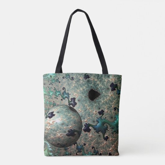 Emerald und Gold Mandelbrot mit Sphere Tote Bag Tasche (Rückseite)