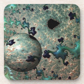 Emerald und Gold Mandelbrot mit Sphere Untersetzer (Vorderseite)