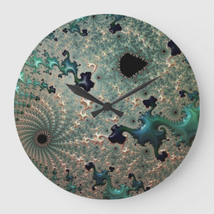 Emerald und Gold Mandelbrot Round Clock Große Wanduhr