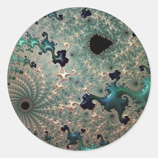 Emerald und Gold Mandelbrot Sticker (Vorderseite)