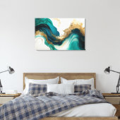 Emerald und Gold Marble Abstrakte Fluid Art Leinwanddruck (Insitu (Schlafzimmer))