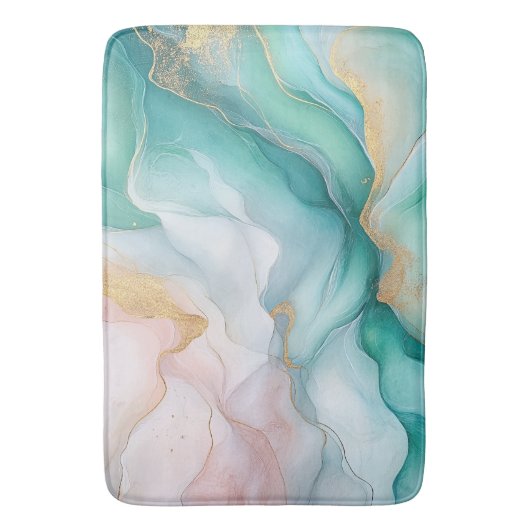 Emerald- und Gold-Marmor Badematte (Vorderseite Vertikal)