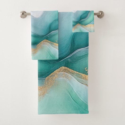 Emerald- und Gold-Marmor Badhandtuch Set (Insitu)