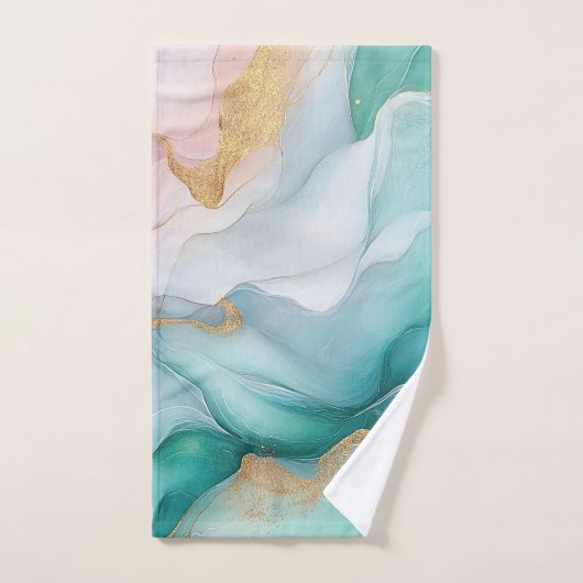 Emerald- und Gold-Marmor Badhandtuch Set (Handtuch)
